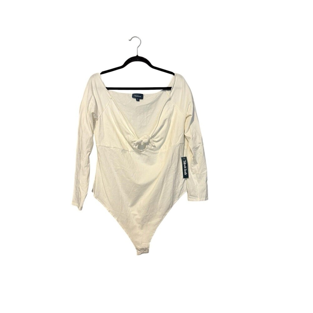 ModCloth Bodysuit Romantic Cottagecore Balletcore Cream Long Sleeve 1X